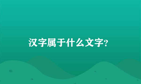 汉字属于什么文字？