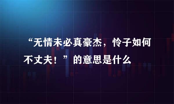 “无情未必真豪杰，怜子如何不丈夫！”的意思是什么