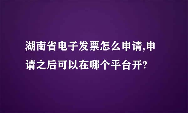 湖南省电子发票怎么申请,申请之后可以在哪个平台开?