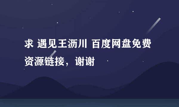 求 遇见王沥川 百度网盘免费资源链接，谢谢