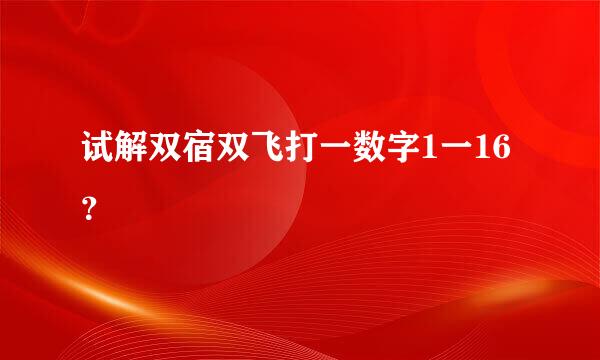 试解双宿双飞打一数字1一16？