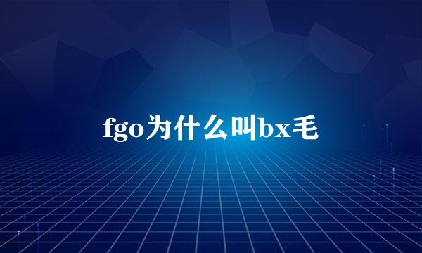 fgo为什么叫bx毛