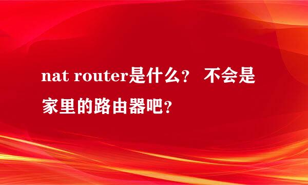 nat router是什么？ 不会是家里的路由器吧？