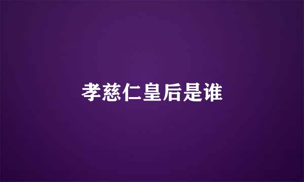 孝慈仁皇后是谁