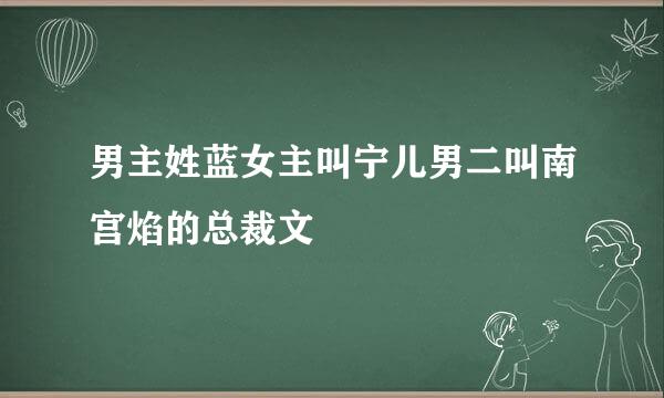 男主姓蓝女主叫宁儿男二叫南宫焰的总裁文