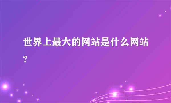 世界上最大的网站是什么网站?