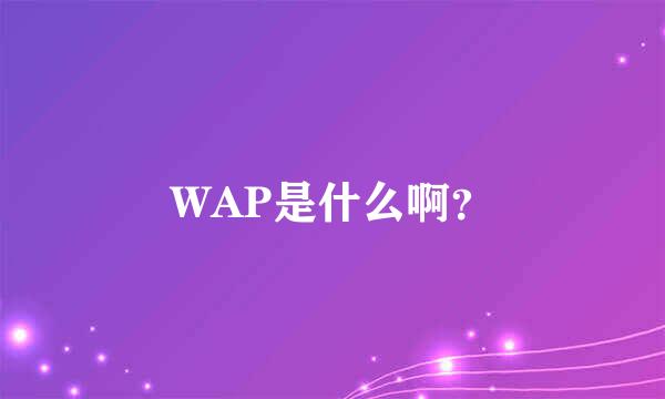 WAP是什么啊？