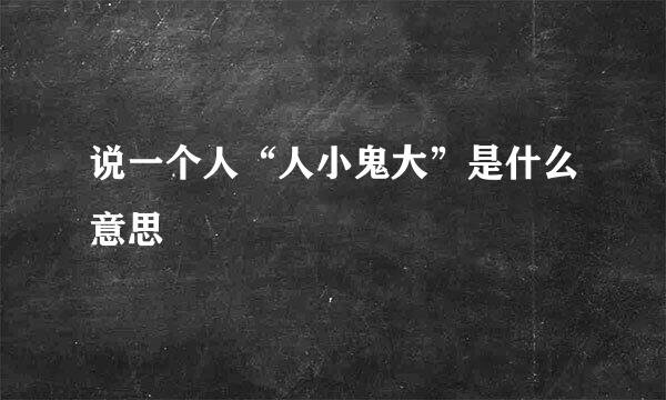 说一个人“人小鬼大”是什么意思