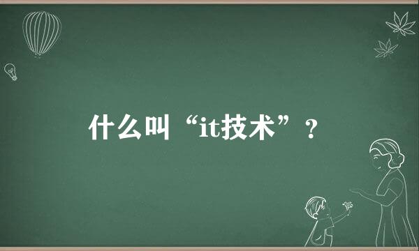 什么叫“it技术”？