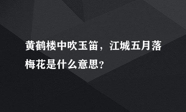 黄鹤楼中吹玉笛，江城五月落梅花是什么意思？