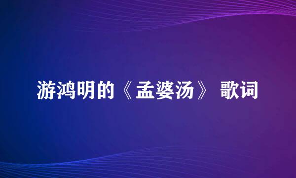 游鸿明的《孟婆汤》 歌词