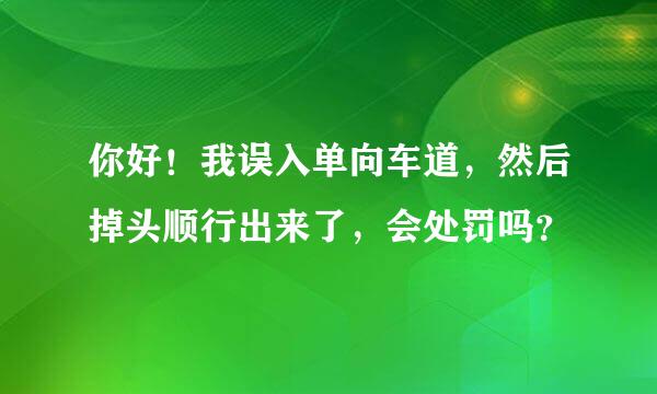 你好！我误入单向车道，然后掉头顺行出来了，会处罚吗？