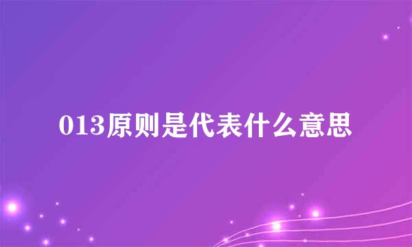 013原则是代表什么意思