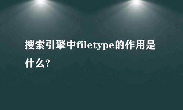 搜索引擎中filetype的作用是什么?