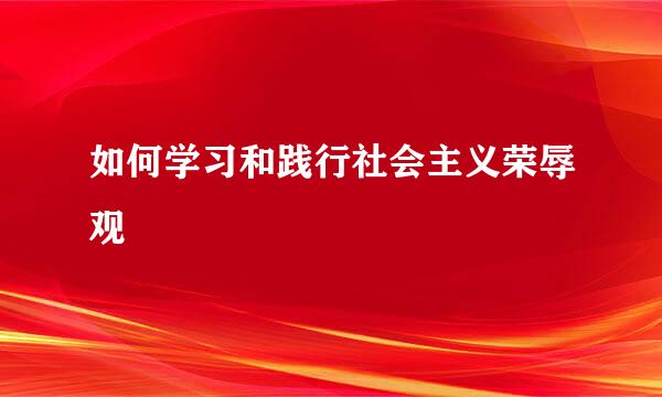 如何学习和践行社会主义荣辱观