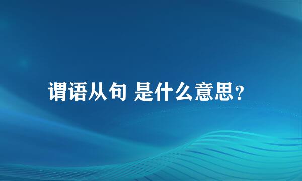 谓语从句 是什么意思？