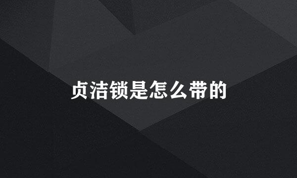 贞洁锁是怎么带的