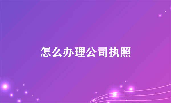 怎么办理公司执照