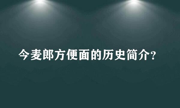 今麦郎方便面的历史简介？