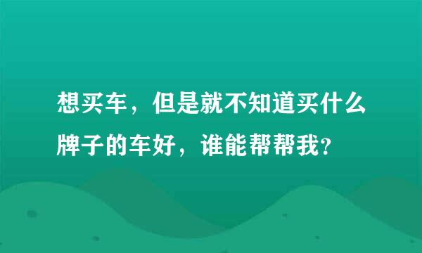 想买车，但是就不知道买什么牌子的车好，谁能帮帮我？