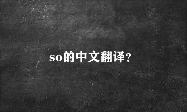 so的中文翻译？