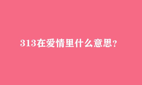 313在爱情里什么意思？