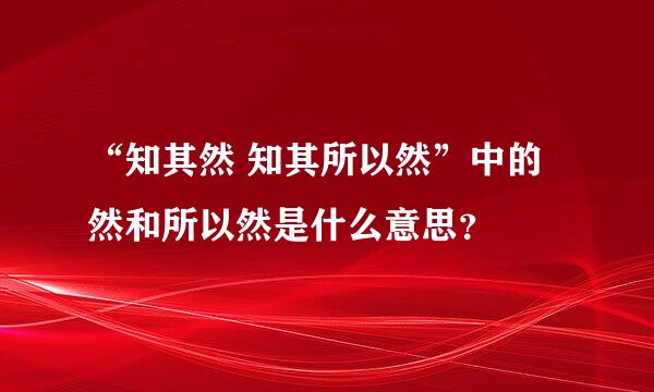 “知其然 知其所以然”中的然和所以然是什么意思？