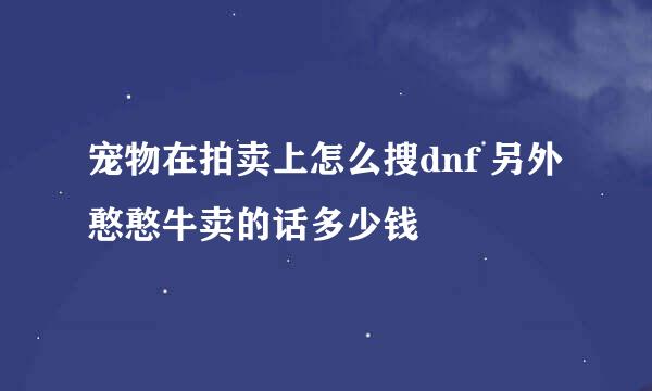 宠物在拍卖上怎么搜dnf 另外憨憨牛卖的话多少钱