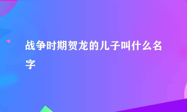 战争时期贺龙的儿子叫什么名字