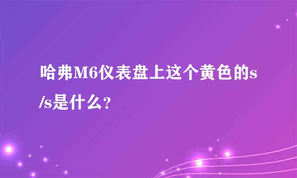 哈弗M6仪表盘上这个黄色的s/s是什么？