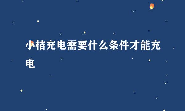 小桔充电需要什么条件才能充电