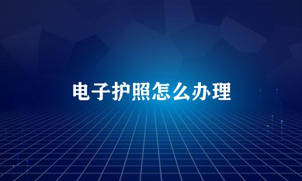 电子护照怎么办理