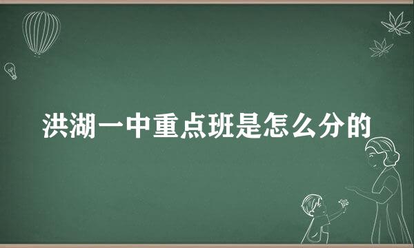 洪湖一中重点班是怎么分的