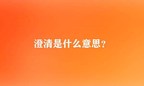 澄清是什么意思？