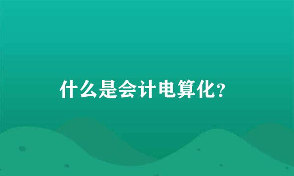 什么是会计电算化？