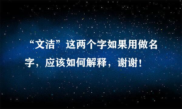 “文洁”这两个字如果用做名字，应该如何解释，谢谢！