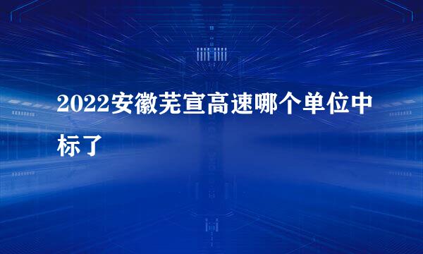 2022安徽芜宣高速哪个单位中标了