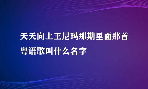 天天向上王尼玛那期里面那首粤语歌叫什么名字