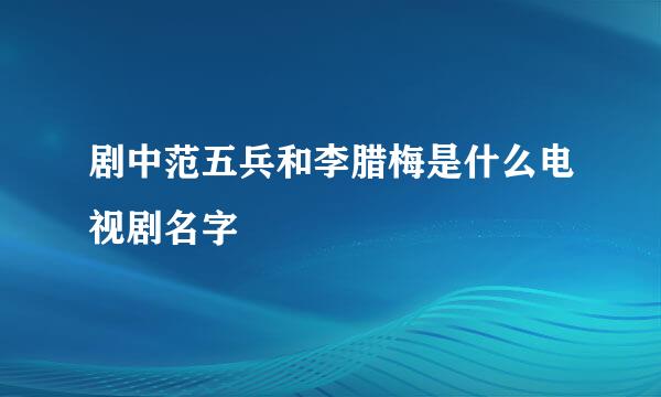 剧中范五兵和李腊梅是什么电视剧名字