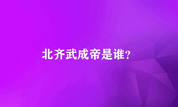 北齐武成帝是谁？