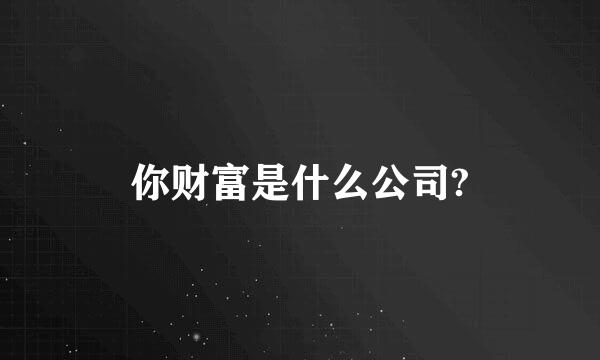 你财富是什么公司?