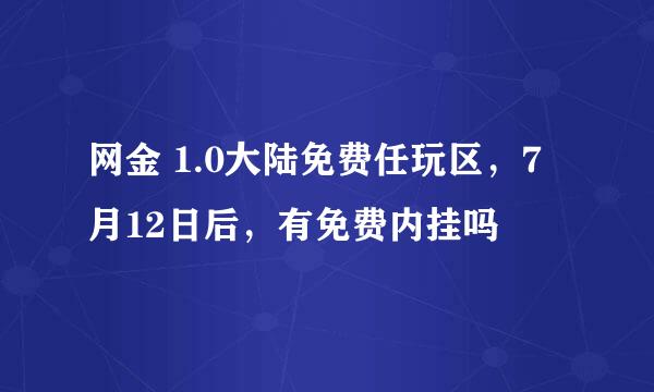 网金 1.0大陆免费任玩区，7月12日后，有免费内挂吗