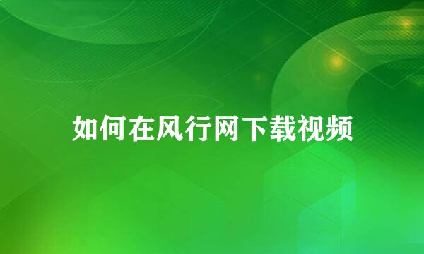 如何在风行网下载视频