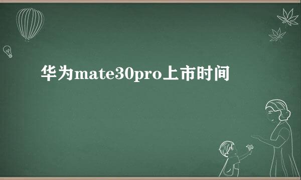 华为mate30pro上市时间