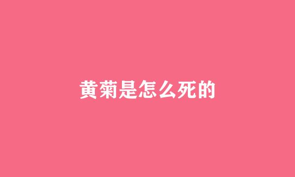 黄菊是怎么死的