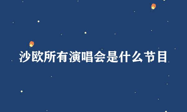 沙欧所有演唱会是什么节目