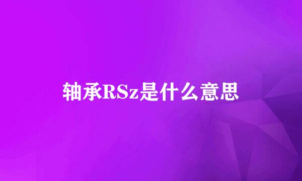 轴承RSz是什么意思