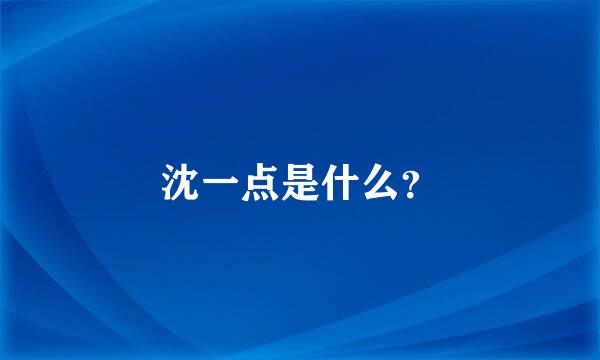 沈一点是什么？