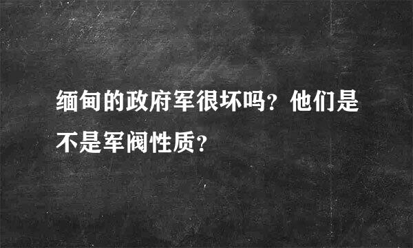 缅甸的政府军很坏吗？他们是不是军阀性质？