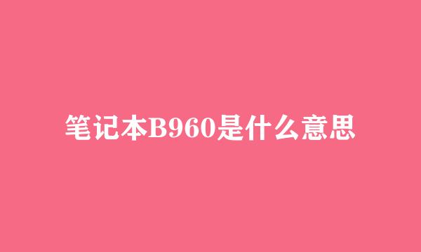 笔记本B960是什么意思